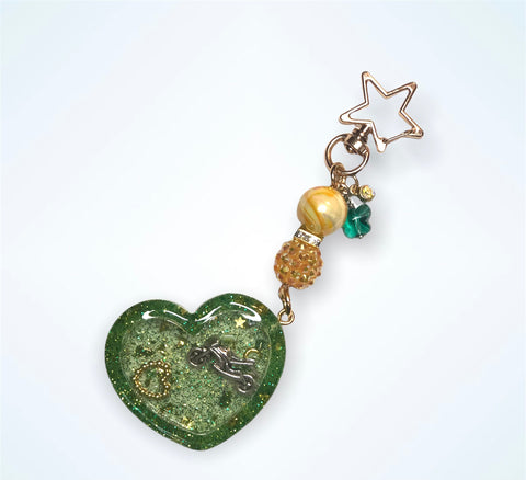 Green Heart Key Chain Shaker (Dry)